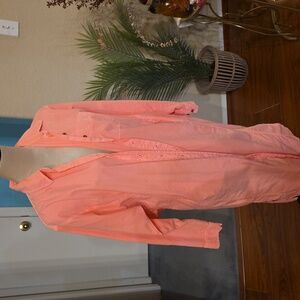 Women's Long Button Down Coral Shirt